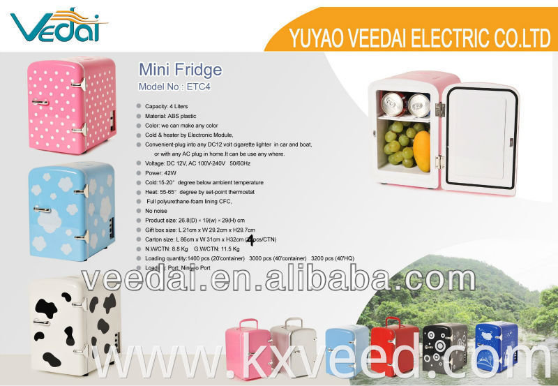 12V 110V-220V Mini car fridge Thermoelectric cooler and warmer fridge 4L fridge coolers